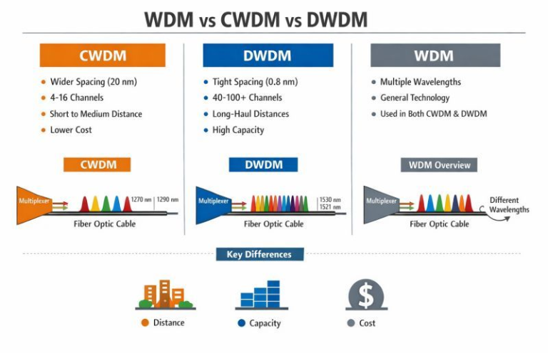 Understanding WDM, CWDM, and DWDM in Fiber Optic Communication